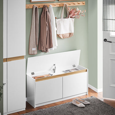 SoBuy | Scarpiera con Panca | Mobile scarpiera a ribalta | Panca con contenitore | Bianco | FSR171-W