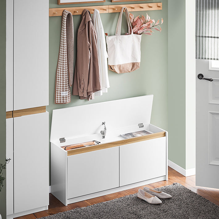 SoBuy | Scarpiera con Panca | Mobile scarpiera a ribalta | Panca con contenitore | Bianco | FSR171-W