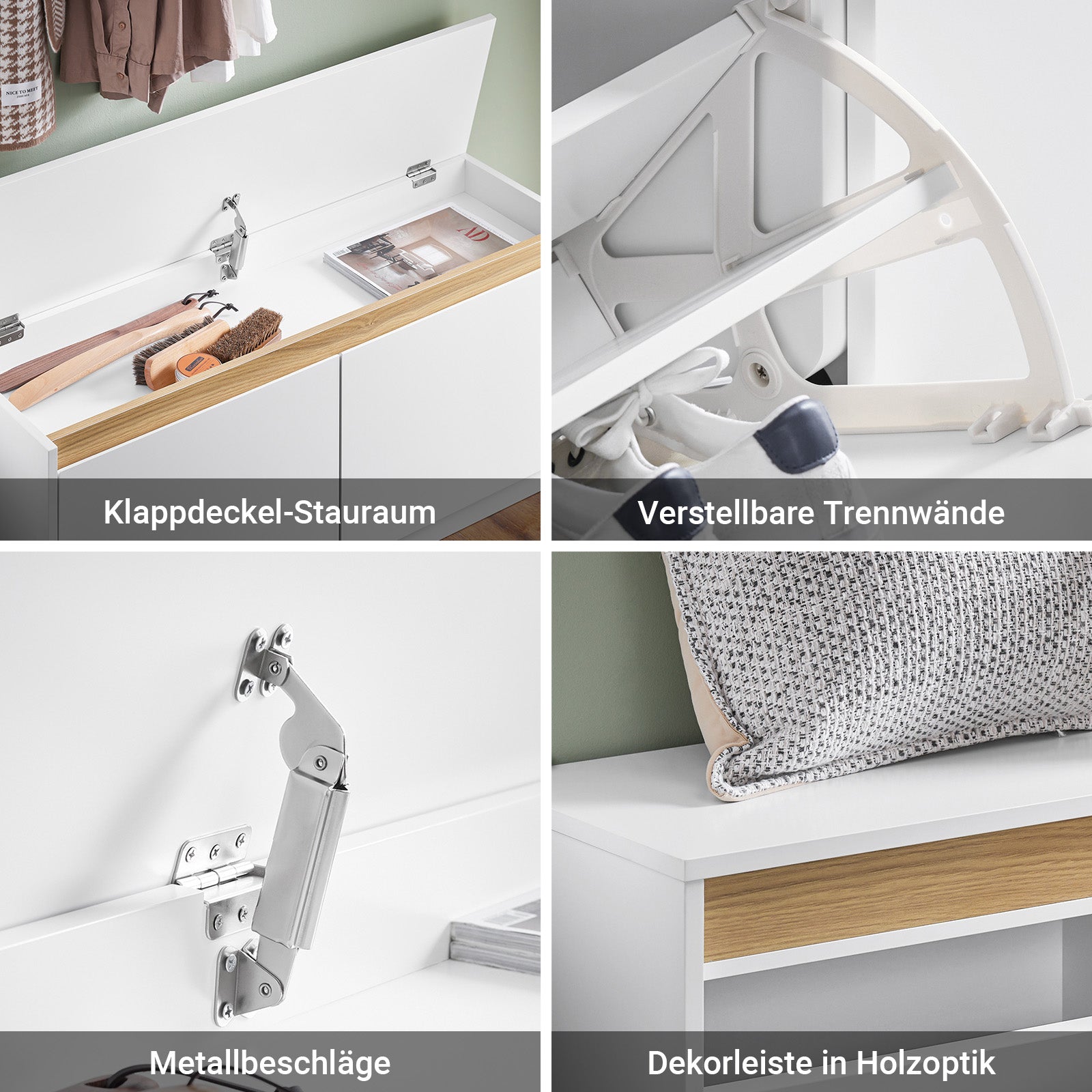 Prévente | SoBuy | Banc à chaussures | Meuble à chaussures | Banc avec rangement | Blanc | FSR171-W