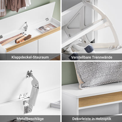 Prévente | SoBuy | Banc à chaussures | Meuble à chaussures | Banc avec rangement | Blanc | FSR171-W