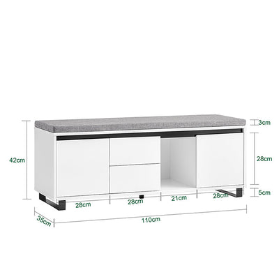 SoBuy | Scarpiera con 2 cassetti | Panca | Armadio per scarpe | Panca da ingresso | Bianco | FSR176-W