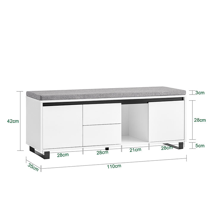 SoBuy | Scarpiera con 2 cassetti | Panca | Armadio per scarpe | Panca da ingresso | Bianco | FSR176-W