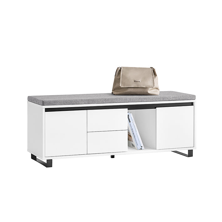 SoBuy | Banc à chaussures avec 2 tiroirs | Banc | Meuble à chaussures | Banc d'entrée | Blanc | FSR176-W 