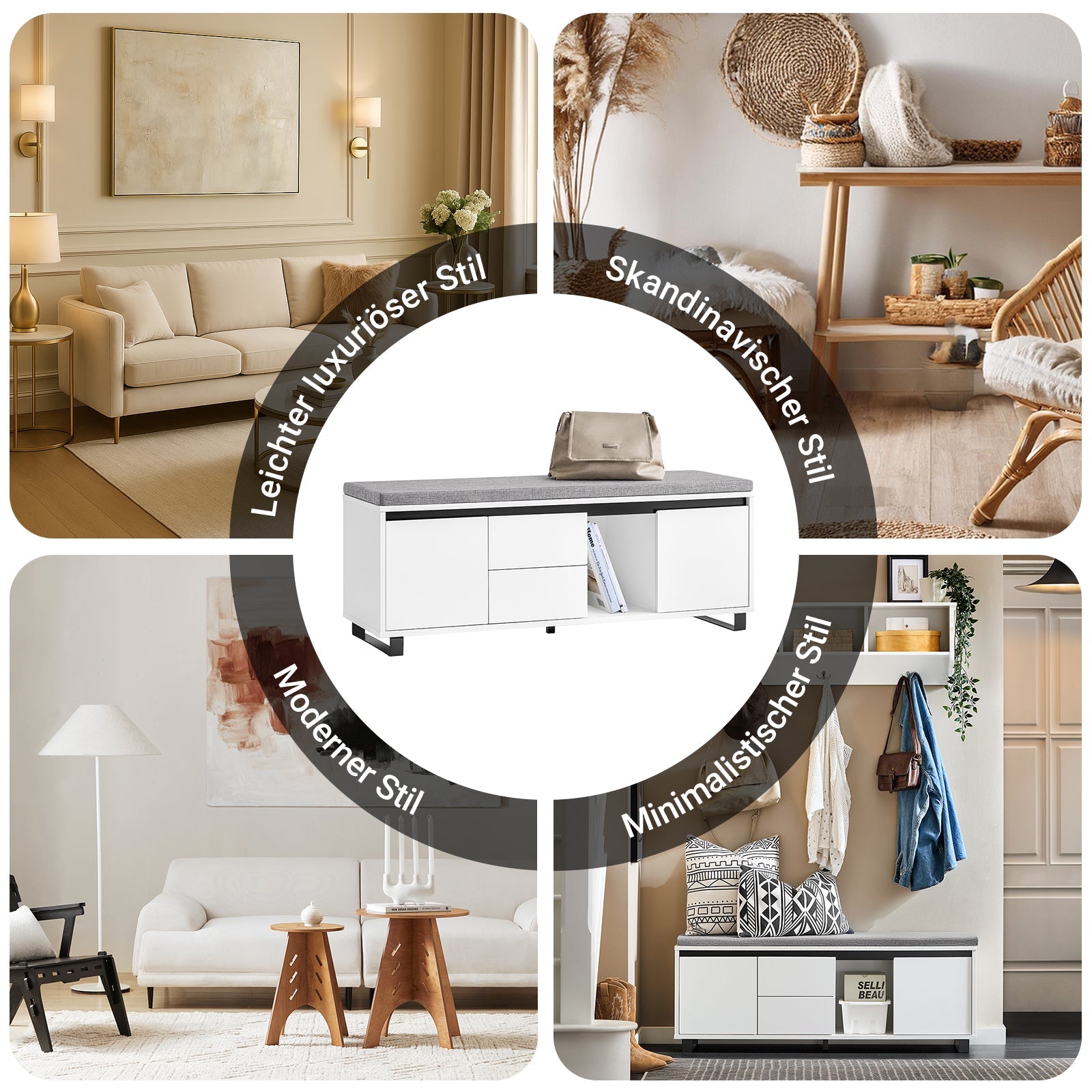 SoBuy | Scarpiera con 2 cassetti | Panca | Armadio per scarpe | Panca da ingresso | Bianco | FSR176-W