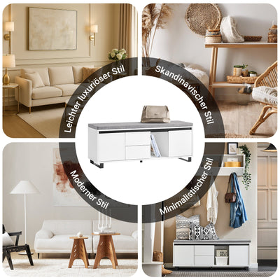 SoBuy | Scarpiera con 2 cassetti | Panca | Armadio per scarpe | Panca da ingresso | Bianco | FSR176-W
