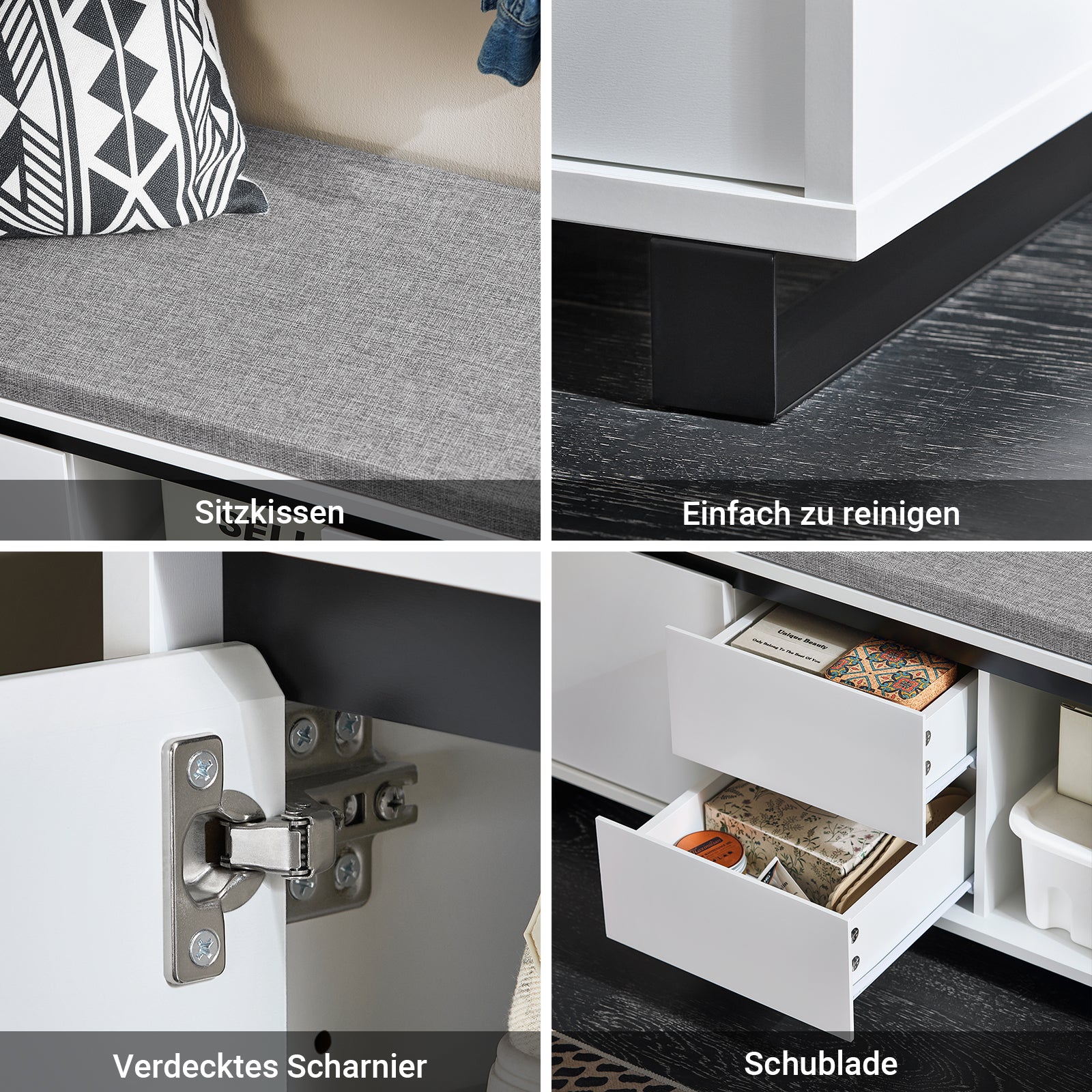 SoBuy | Scarpiera con 2 cassetti | Panca | Armadio per scarpe | Panca da ingresso | Bianco | FSR176-W