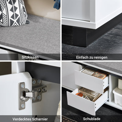 SoBuy | Scarpiera con 2 cassetti | Panca | Armadio per scarpe | Panca da ingresso | Bianco | FSR176-W