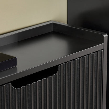 SoBuy | Meuble à chaussures à 3 portes | Meuble à chaussures étroit | Coffre à chaussures noir | FSR177-H-SCH 