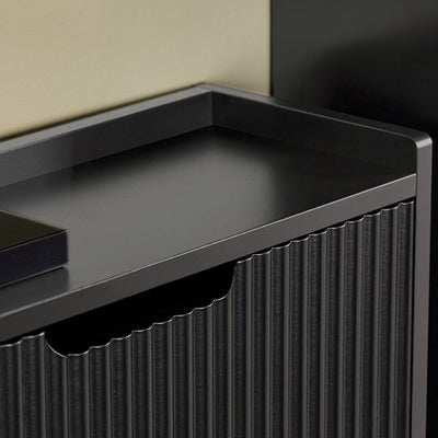 SoBuy | Scarpiera a 3 ante a ribalta | Scarpiera stretta | Comodino portascarpe nero | FSR177-H-SCH