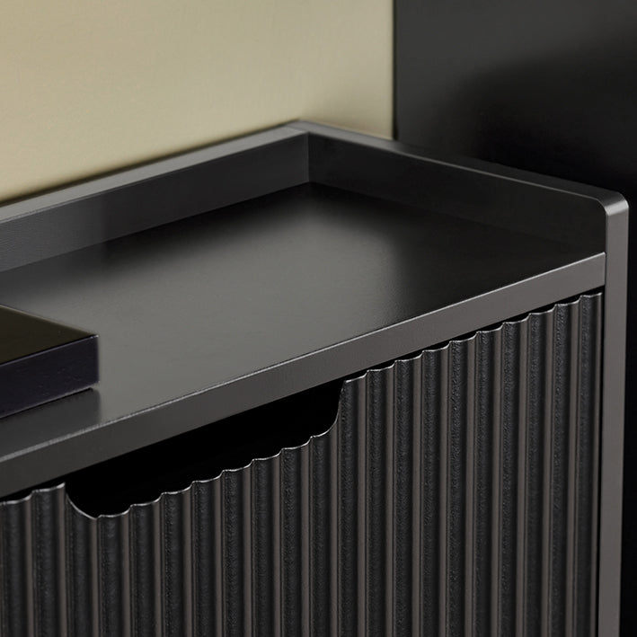 SoBuy | Scarpiera a 3 ante a ribalta | Scarpiera stretta | Comodino portascarpe nero | FSR177-H-SCH