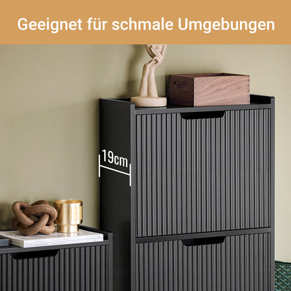 SoBuy | Meuble à chaussures à 3 portes | Meuble à chaussures étroit | Coffre à chaussures noir | FSR177-H-SCH 