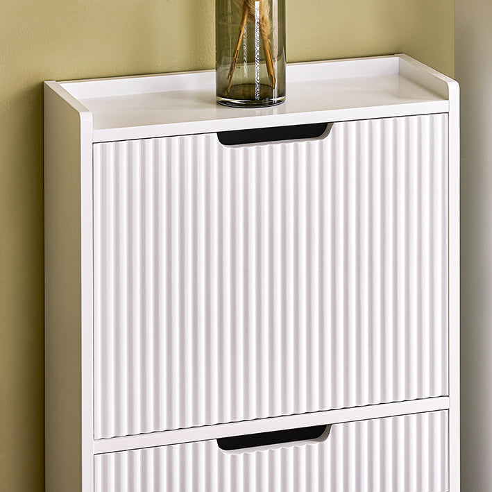 SoBuy | Meuble à chaussures à 3 portes | Meuble à chaussures étroit | Coffre à chaussures blanc | FSR177-HW 