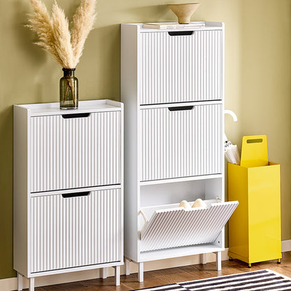 SoBuy | Meuble à chaussures à 3 portes | Meuble à chaussures étroit | Coffre à chaussures blanc | FSR177-HW 