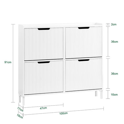 SoBuy | Meuble à chaussures à 4 portes | Meuble à chaussures étroit | Blanc | FSR177-LW