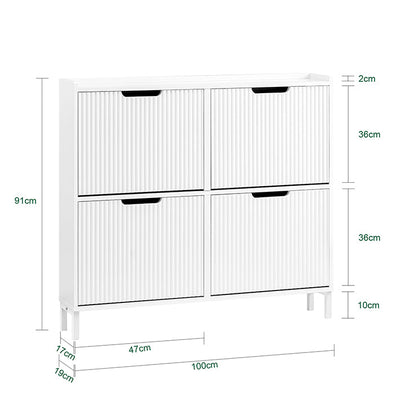 SoBuy | Scarpiera a 4 Ante | Mobile scarpiera stretto | Bianco | FSR177-L-W