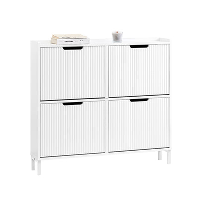 SoBuy | Meuble à chaussures à 4 portes | Meuble à chaussures étroit | Blanc | FSR177-LW