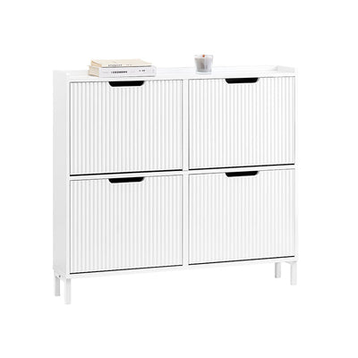 SoBuy | Scarpiera a 4 Ante | Mobile scarpiera stretto | Bianco | FSR177-L-W
