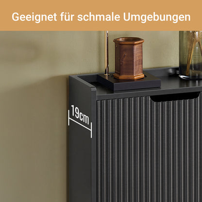 SoBuy | Meuble à chaussures à 2 portes | Meuble à chaussures étroit | Coffre à chaussures noir | FSR177-SCH