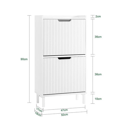 SoBuy | Scarpiera stretta con 2 ante a ribalta | Bianco | FSR177-W