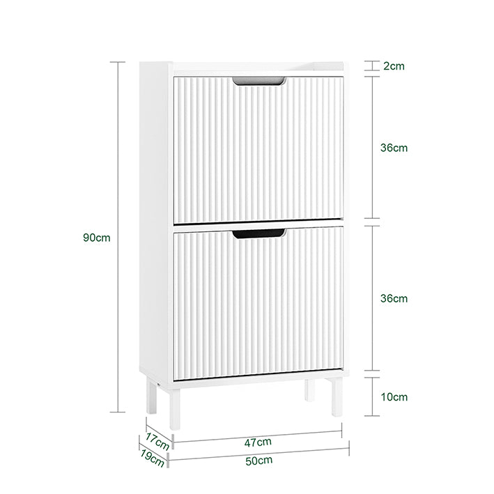 Prévente | SoBuy | Meuble à chaussures étroit à 2 abattants | Blanc | FSR177-W