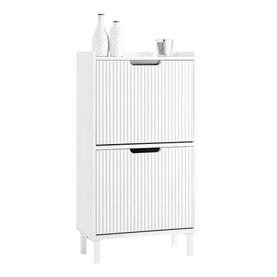 SoBuy | Scarpiera stretta con 2 ante a ribalta | Bianco | FSR177-W