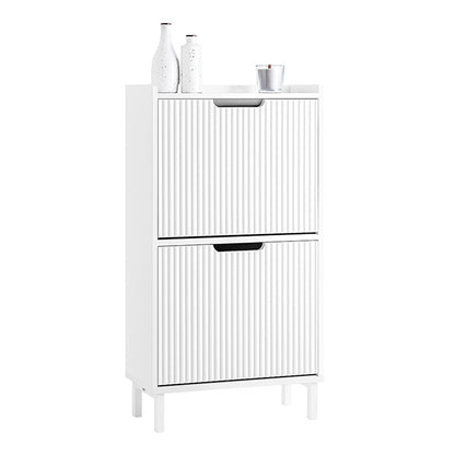 Prévente | SoBuy | Meuble à chaussures étroit à 2 abattants | Blanc | FSR177-W