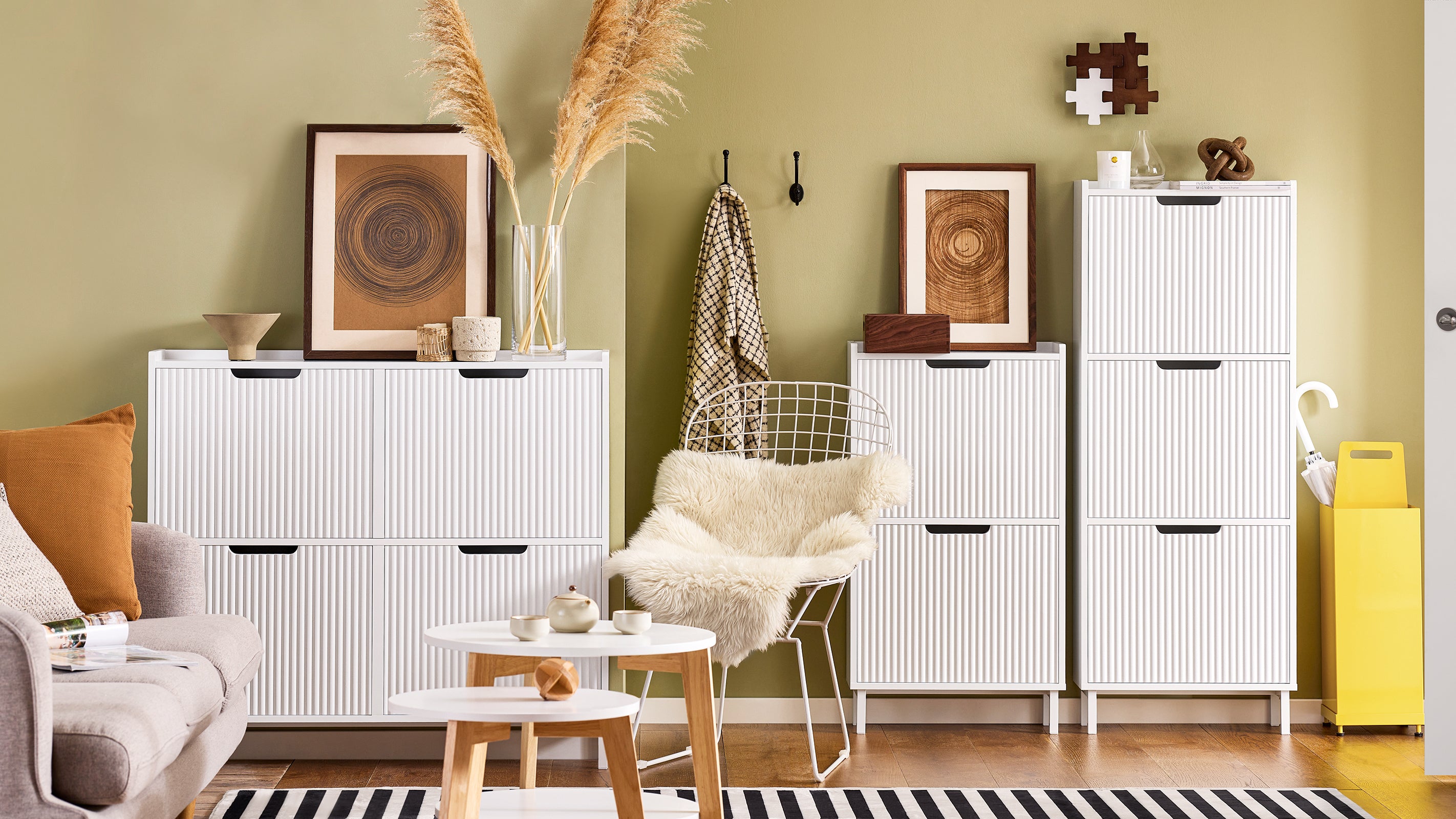 SoBuy | Meuble à chaussures à 4 portes | Meuble à chaussures étroit | Blanc | FSR177-LW