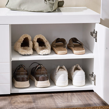 SoBuy | Banc à chaussures | Banc d'entrée | Banc avec rangement | Banc d'entrée | Blanc | FSR178-W 