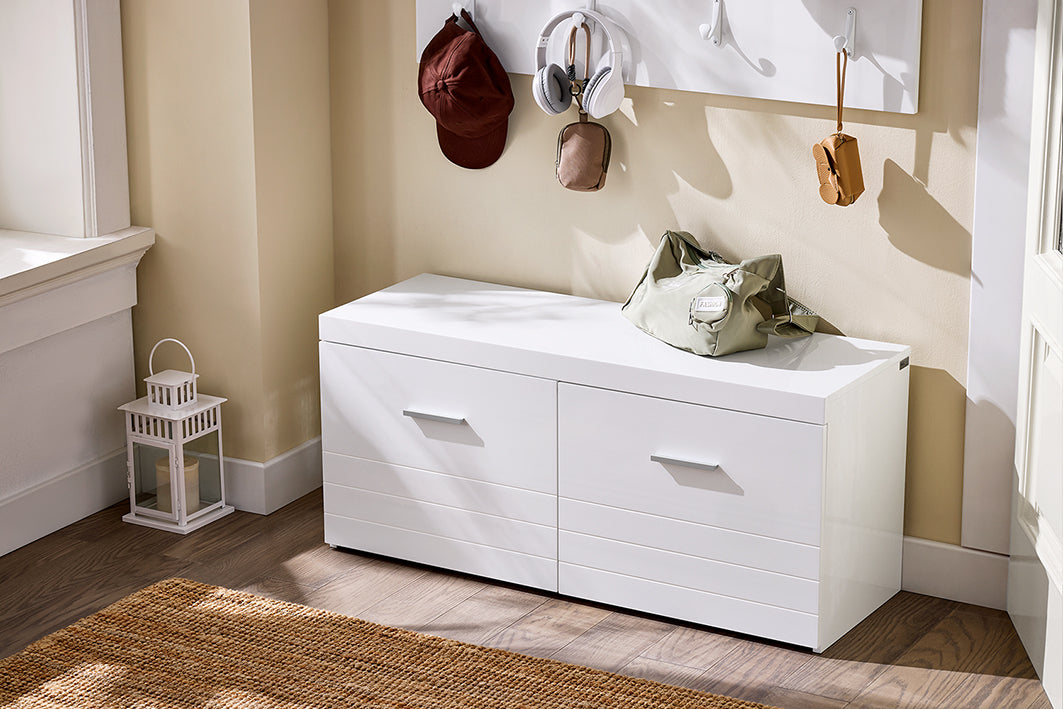 SoBuy | Banc à chaussures | Banc d'entrée | Banc avec rangement | Banc d'entrée | Blanc | FSR178-W 
