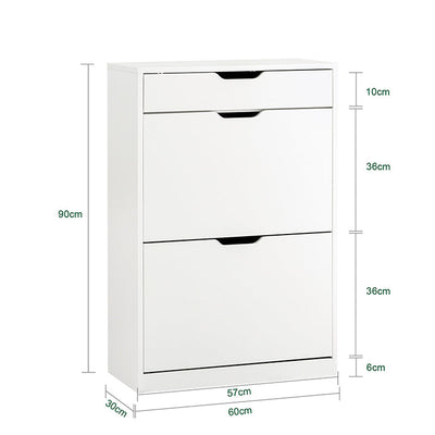 SoBuy | Scarpiera a 4 Ante a Ribalta | Mobiletto scarpiera salvaspazio | Scarpiera | Bianco| FSR180-W