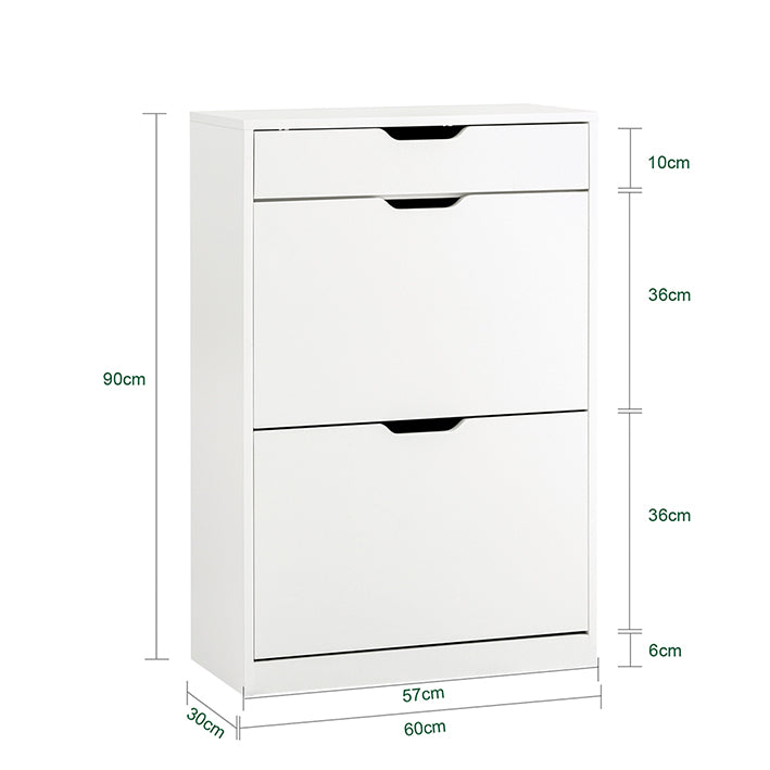 SoBuy | Scarpiera a 4 Ante a Ribalta | Mobiletto scarpiera salvaspazio | Scarpiera | Bianco| FSR180-W