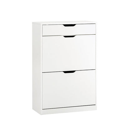 SoBuy | Scarpiera a 4 Ante a Ribalta | Mobiletto scarpiera salvaspazio | Scarpiera | Bianco| FSR180-W