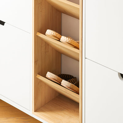SoBuy | Scarpiera a 4 Ante a Ribalta | Mobile Scarpiera | Scarpiera Stretta | Bianco | FSR183-WN