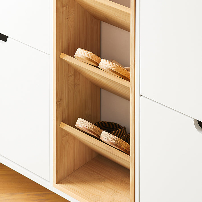 SoBuy | Scarpiera a 4 Ante a Ribalta | Mobile Scarpiera | Scarpiera Stretta | Bianco | FSR183-WN