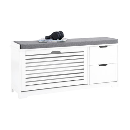SoBuy | Meuble à chaussures | Banc à chaussures avec 1 porte abattante | Banc | Meuble de rangement blanc | FSR185-W 