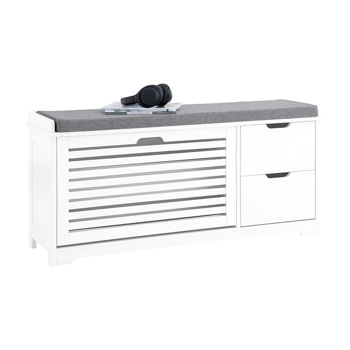 SoBuy | Meuble à chaussures | Banc à chaussures avec 1 porte abattante | Banc | Meuble de rangement blanc | FSR185-W 