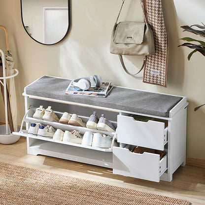 SoBuy | Meuble à chaussures | Banc à chaussures avec 1 porte abattante | Banc | Meuble de rangement blanc | FSR185-W 