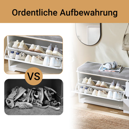 SoBuy | Meuble à chaussures | Banc à chaussures avec 1 porte abattante | Banc | Meuble de rangement blanc | FSR185-W 