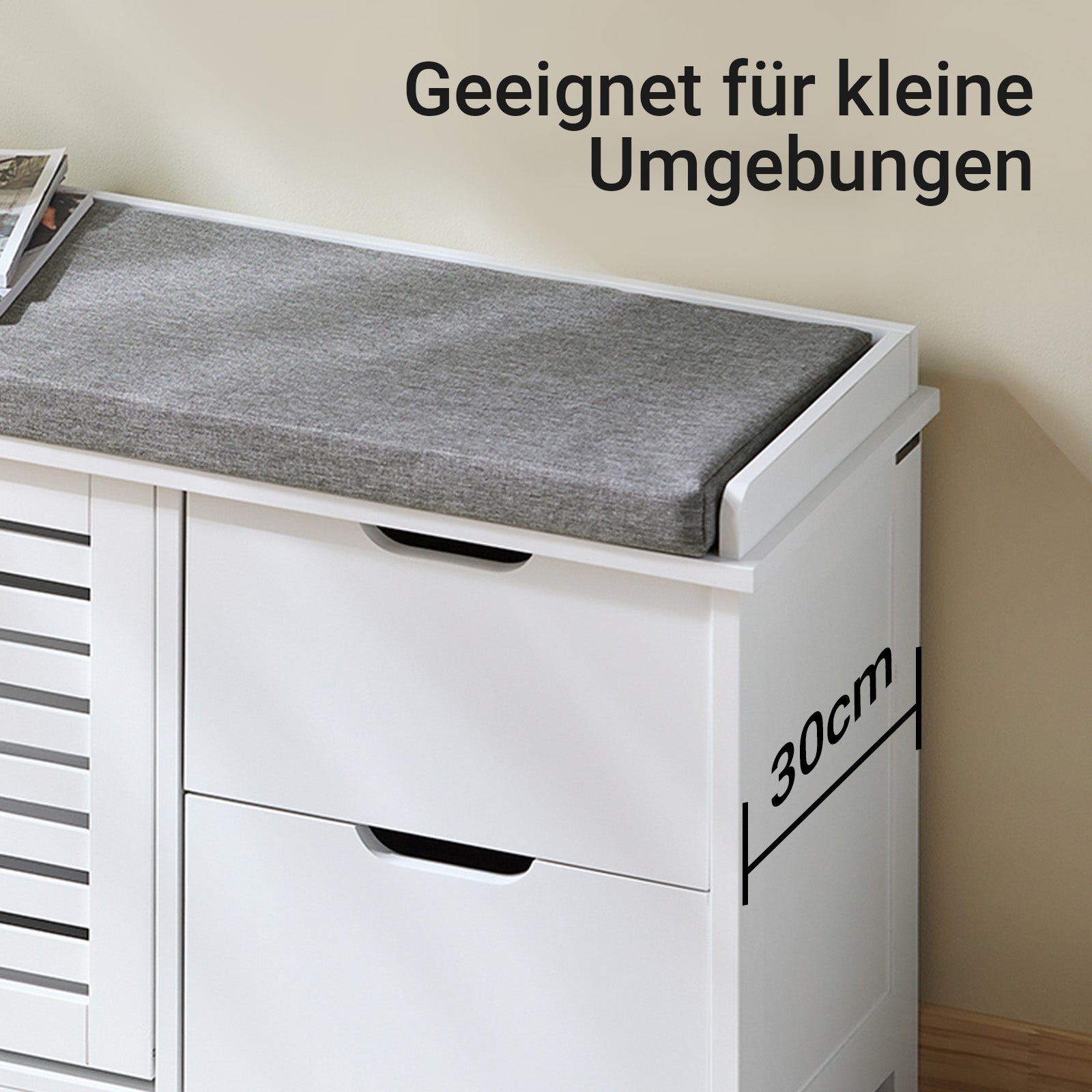 SoBuy | Meuble à chaussures | Banc à chaussures avec 1 porte abattante | Banc | Meuble de rangement blanc | FSR185-W 