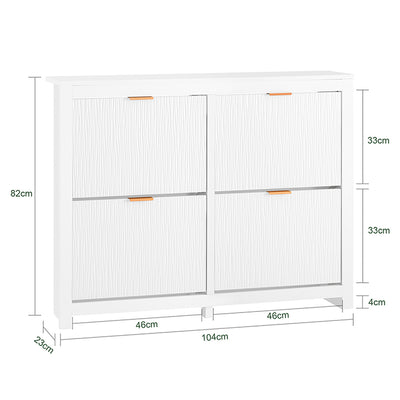 SoBuy | Meuble à chaussures à 4 portes | Meuble à chaussures étroit | Coffre à chaussures blanc | FSR186-II-W 