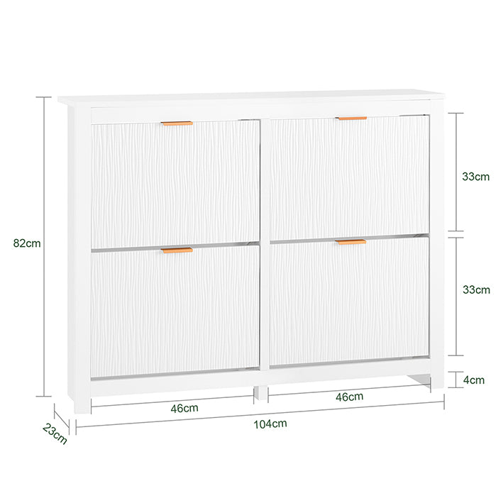 SoBuy | Schuhkipper mit 4 Klappen | Schuhschrank schmal | Schuhkommode Weiß | FSR186-II-W