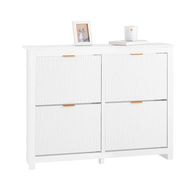 SoBuy | Scarpiera a 4 Ante a Ribalta | Mobiletto Scarpiera Salvaspazio | Armadio Portascarpe Bianco | FSR186-II-W