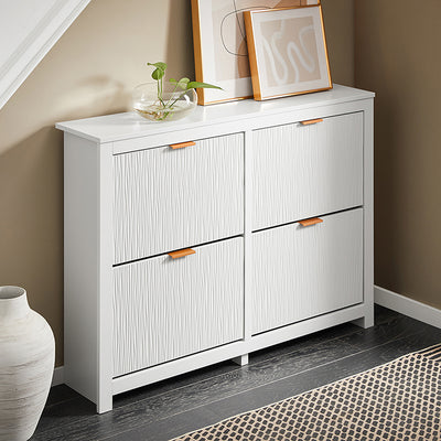 SoBuy | Meuble à chaussures à 4 portes | Meuble à chaussures étroit | Coffre à chaussures blanc | FSR186-II-W 