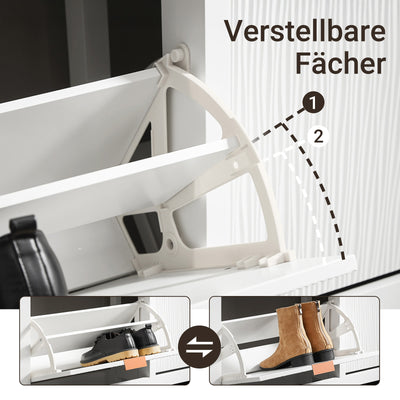 SoBuy | Meuble à chaussures à 4 portes | Meuble à chaussures étroit | Coffre à chaussures blanc | FSR186-II-W 