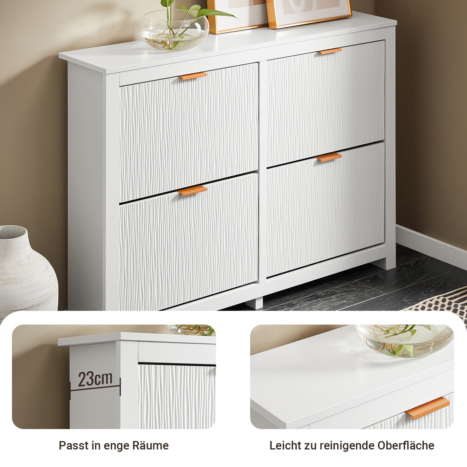 SoBuy | Scarpiera a 4 Ante a Ribalta | Mobiletto Scarpiera Salvaspazio | Armadio Portascarpe Bianco | FSR186-II-W
