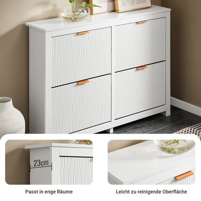 SoBuy | Scarpiera a 4 Ante a Ribalta | Mobiletto Scarpiera Salvaspazio | Armadio Portascarpe Bianco | FSR186-II-W