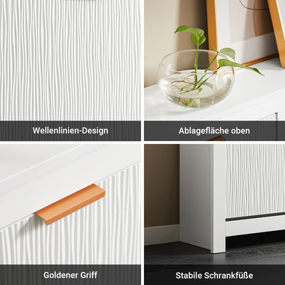 SoBuy | Meuble à chaussures à 4 portes | Meuble à chaussures étroit | Coffre à chaussures blanc | FSR186-II-W 