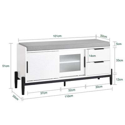 SoBuy | Schuhbank mit Sitzfläche | Sitzbank | Dielenbank mit Schiebetüren | Schuhtruhe | Weiß | FSR187-W