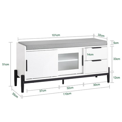 SoBuy | Schuhbank mit Sitzfläche | Sitzbank | Dielenbank mit Schiebetüren | Schuhtruhe | Weiß | FSR187-W