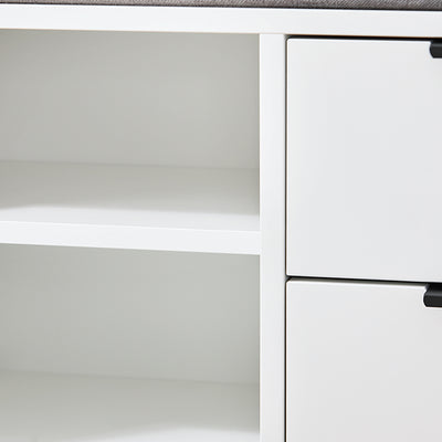 SoBuy | Schuhbank mit Sitzfläche | Sitzbank | Dielenbank mit Schiebetüren | Schuhtruhe | Weiß | FSR187-W